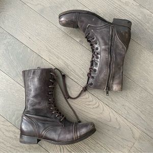 All Saints Spitalfields combat boots side zipper